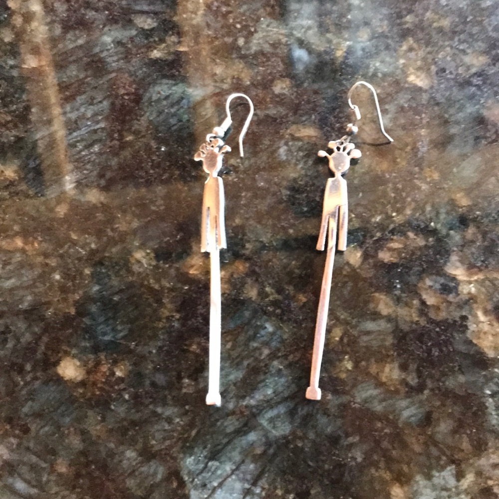 Sterling silver people earrings vintage artisan made